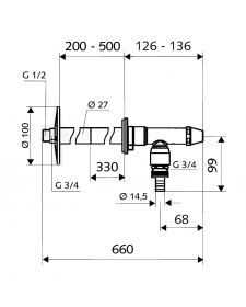 Neužšąlantis sodo ventilis Schell Polar II 1/2" 200-500mm